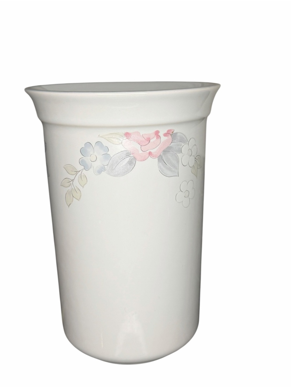 Pfaltzgraff Wyndham Utensil Holder Crock Floral Stoneware USA 6.5”